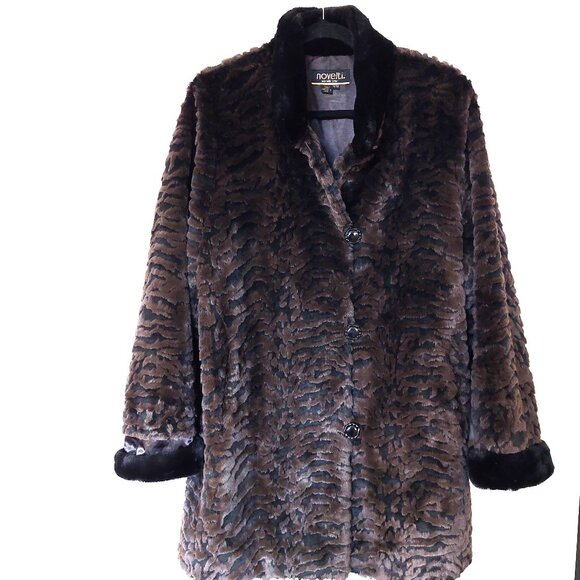 Novelti Women’s Animal Print Faux Fur Warm Coat, Size 11/12 - Picture 1 of 12